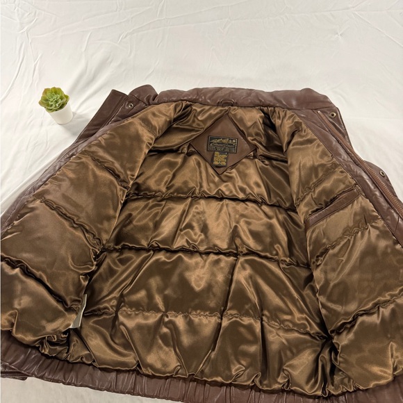 Vintage Eddie Bauer Leather Bomber Puffer Jacket Coat Size S Genuine - Picture 5 of 9